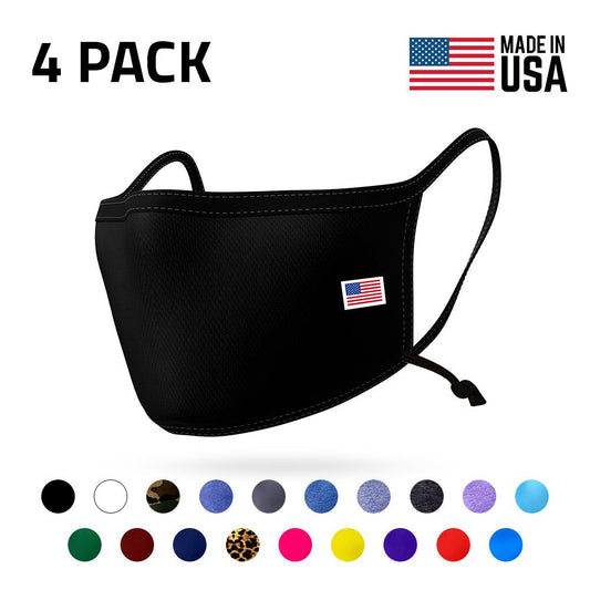 4 Pack Face Masks Adjustable Double Layer Washable Reusable Made in USA-PACK A-