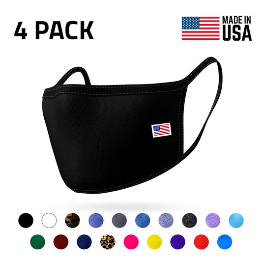 4 Pack Face Masks Comfort Fit Double Layer Washable Reusable Made in USA-PACK A-