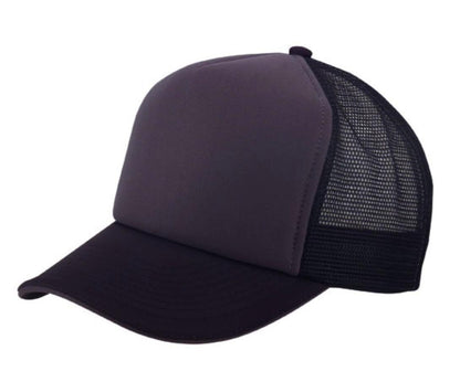 5 Panel Mesh Sandwich Bill Solid Two Tone Trucker Baseball Caps Hats No Sim-Black-