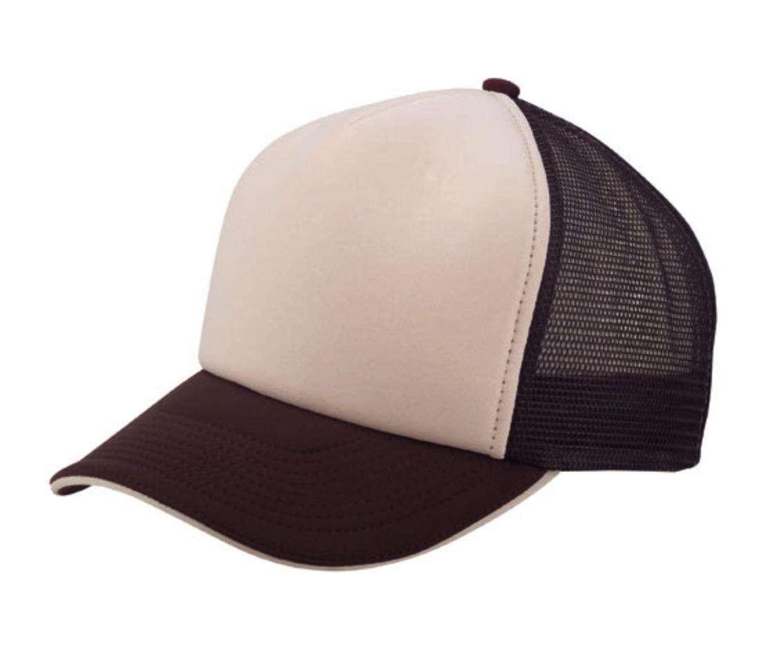 5 Panel Mesh Sandwich Bill Solid Two Tone Trucker Baseball Caps Hats No Sim-Black-