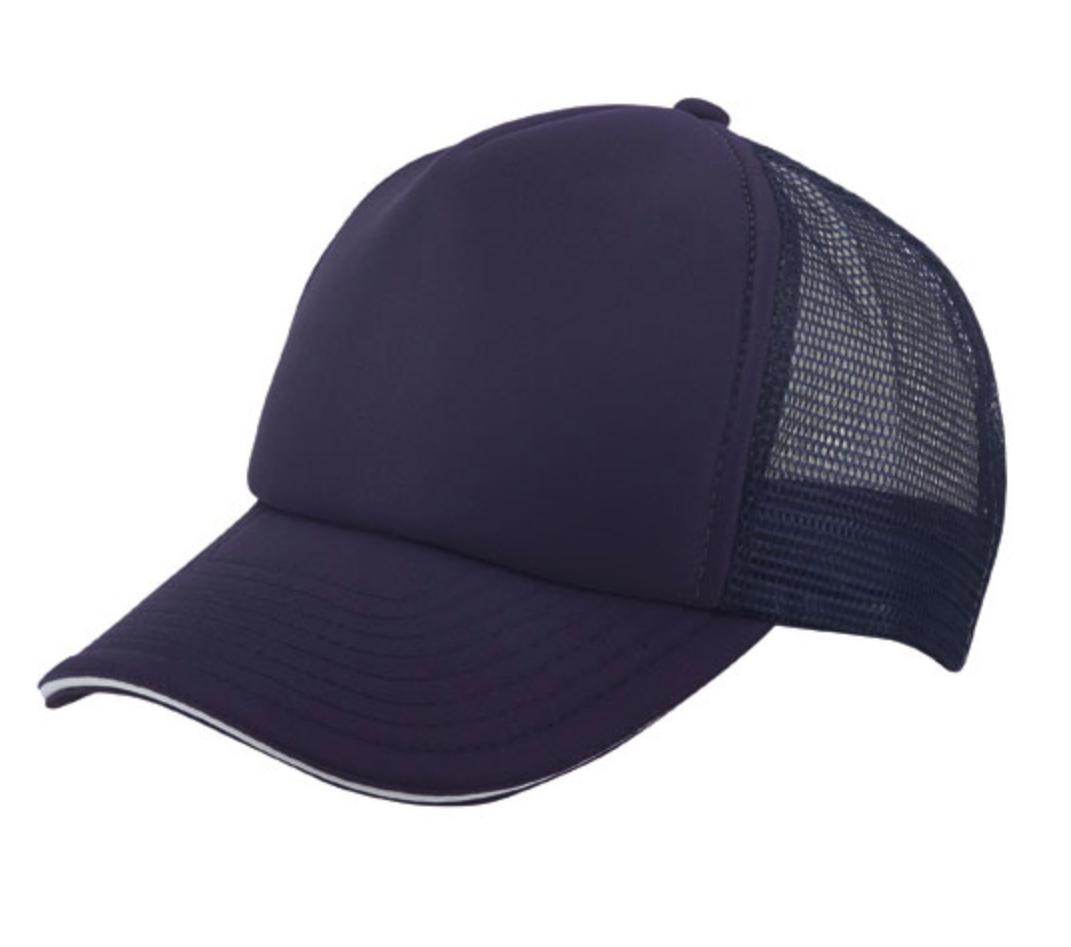 5 Panel Mesh Sandwich Bill Solid Two Tone Trucker Baseball Caps Hats No Sim-Black-