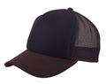 5 Panel Mesh Sandwich Bill Solid Two Tone Trucker Baseball Caps Hats No Sim-Brown/Black-