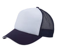 5 Panel Mesh Sandwich Bill Solid Two Tone Trucker Baseball Caps Hats No Sim-Navy/White-