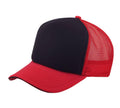 5 Panel Mesh Sandwich Bill Solid Two Tone Trucker Baseball Caps Hats No Sim-Red/Black-