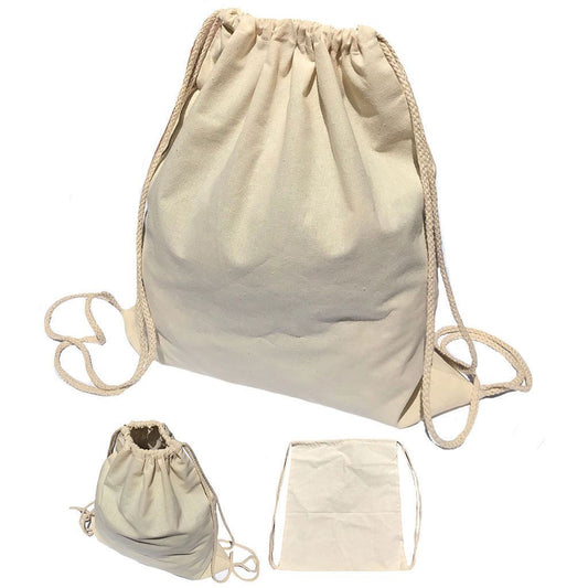 50 Lot Cotton Natural White Drawstring Backpack Tote Sack Bag Wholesale Lot-
