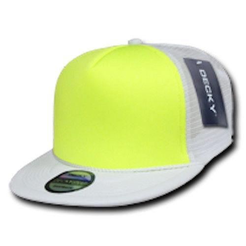 50 Lot Decky Foam Mesh Flat Bill Neon Trucker Hats Caps Two Tone Wholesale Lots-