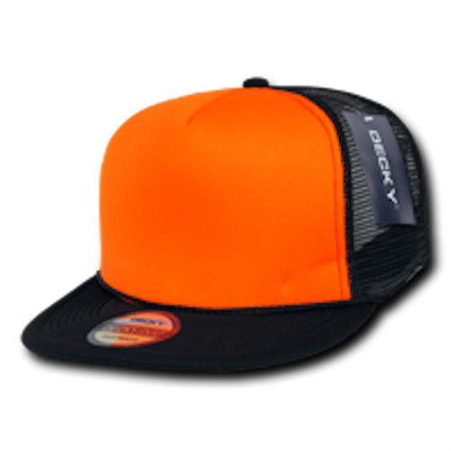 50 Lot Decky Foam Mesh Flat Bill Neon Trucker Hats Caps Two Tone Wholesale Lots-