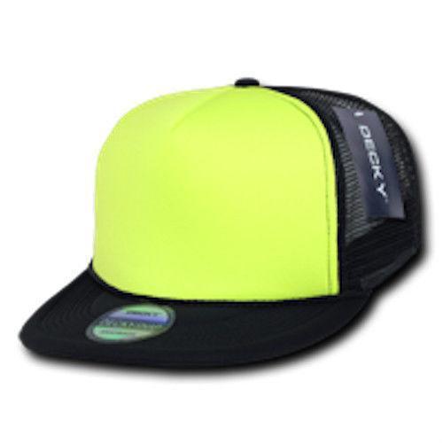 50 Lot Decky Foam Mesh Flat Bill Neon Trucker Hats Caps Two Tone Wholesale Lots-