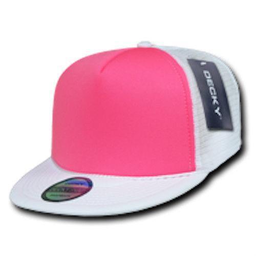 50 Lot Decky Foam Mesh Flat Bill Neon Trucker Hats Caps Two Tone Wholesale Lots-