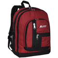 Everest mid-size Double Compartment Backpack with cargo room.-Burgundy/Black-