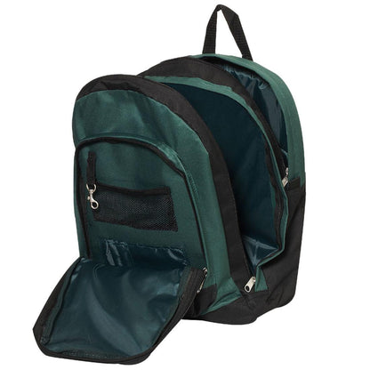 Everest mid-size Double Compartment Backpack with cargo room.-Black-