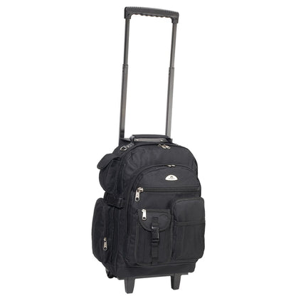 Everest Deluxe Wheeled Backpack-Black-