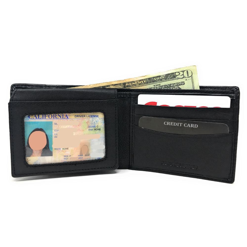 Belano RFID Blocking Real Leather Bifold Wallets for Cards ID with Box Men Women-Black - White Styled Trim-