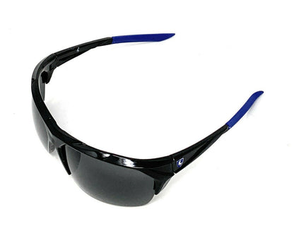 Polarized Half Frame Sunglasses Sports Warrior Style Driving Motorcycle Fishing-Black / Blue White (frame)-