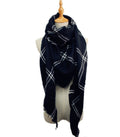 Casaba Womens Warm Winter Scarves Scarf Wraps Shawls Blankets Triangle Plaid-Black-Stripes-