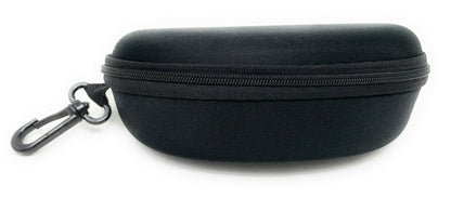 Hard Shell Sunglasses Protective Zipper Case with Belt Hook Clip Black-
