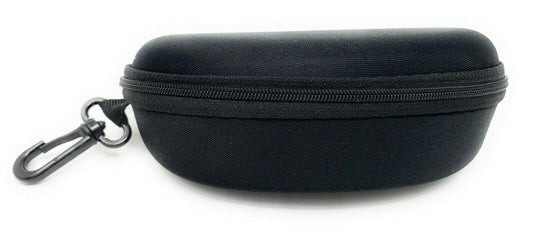 Hard Shell Sunglasses Protective Zipper Case with Belt Hook Clip Black-