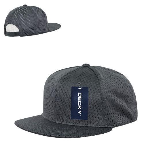Decky Mesh Jersey Flat Bill Snapbacks Hats Caps Unisex-Black-