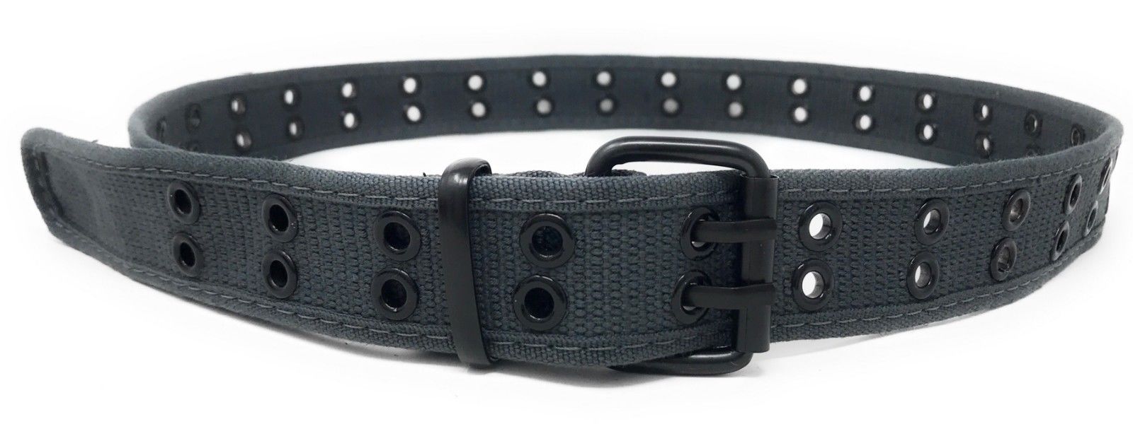 Casaba Canvas Belts Double Row 2 Holes Grommet Fabric Military Mens Women Unisex-Charcoal-Small (30"- 32")-