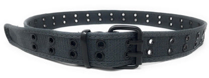 Casaba Canvas Belts Double Row 2 Holes Grommet Fabric Military Mens Women Unisex-Charcoal-Small (30"- 32")-
