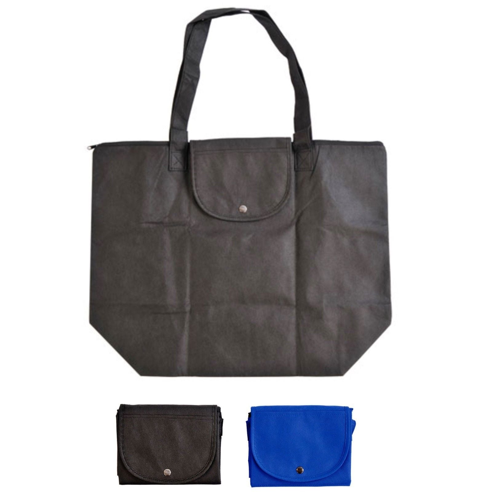 3 Pack Reusable Large Grocery Shopping Bag Bags Totes Eco-Friendly Foldable 15inch-Black-