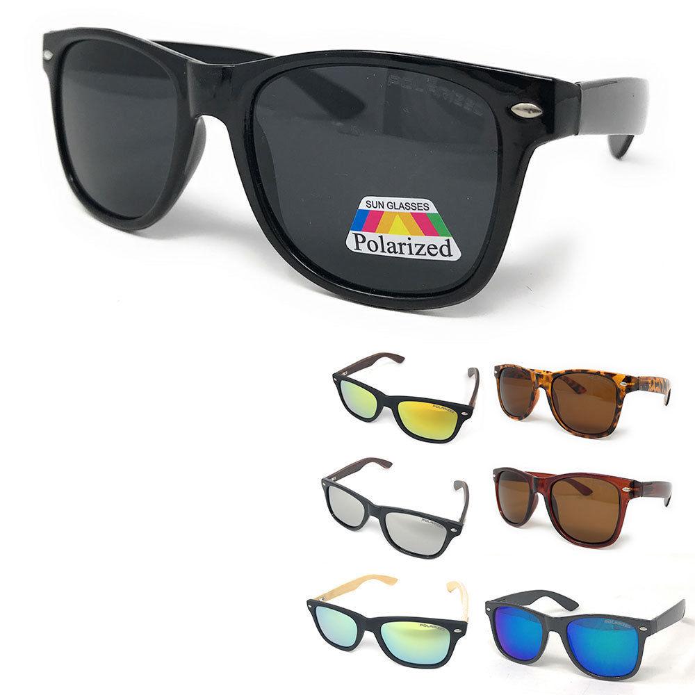 Polarized Sunglasses Classic Way Bamboo Mirror Mens Womens Teens-Black (lens) Black (frame)-