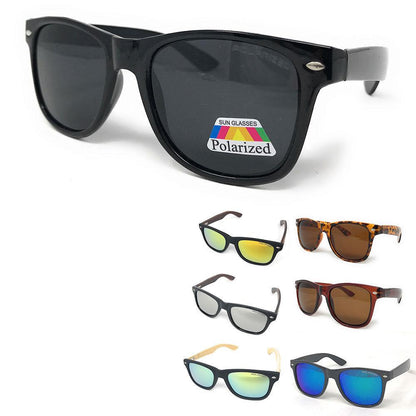 Polarized Sunglasses Classic Way Bamboo Mirror Mens Womens Teens-Black (lens) Black (frame)-
