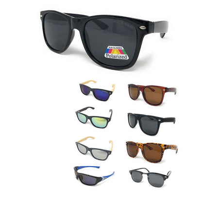Classic Polarized Sunglasses Club Aviator Bamboo Sports Mirror Men's Women's-Black (lens) Black (frame)-