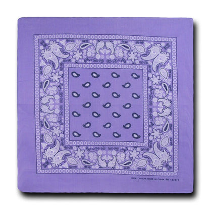 1 Dozen Pack Printed Bandanas 100% Cotton Cloth Scarf Wrap Face Mask Cover-Lavender-