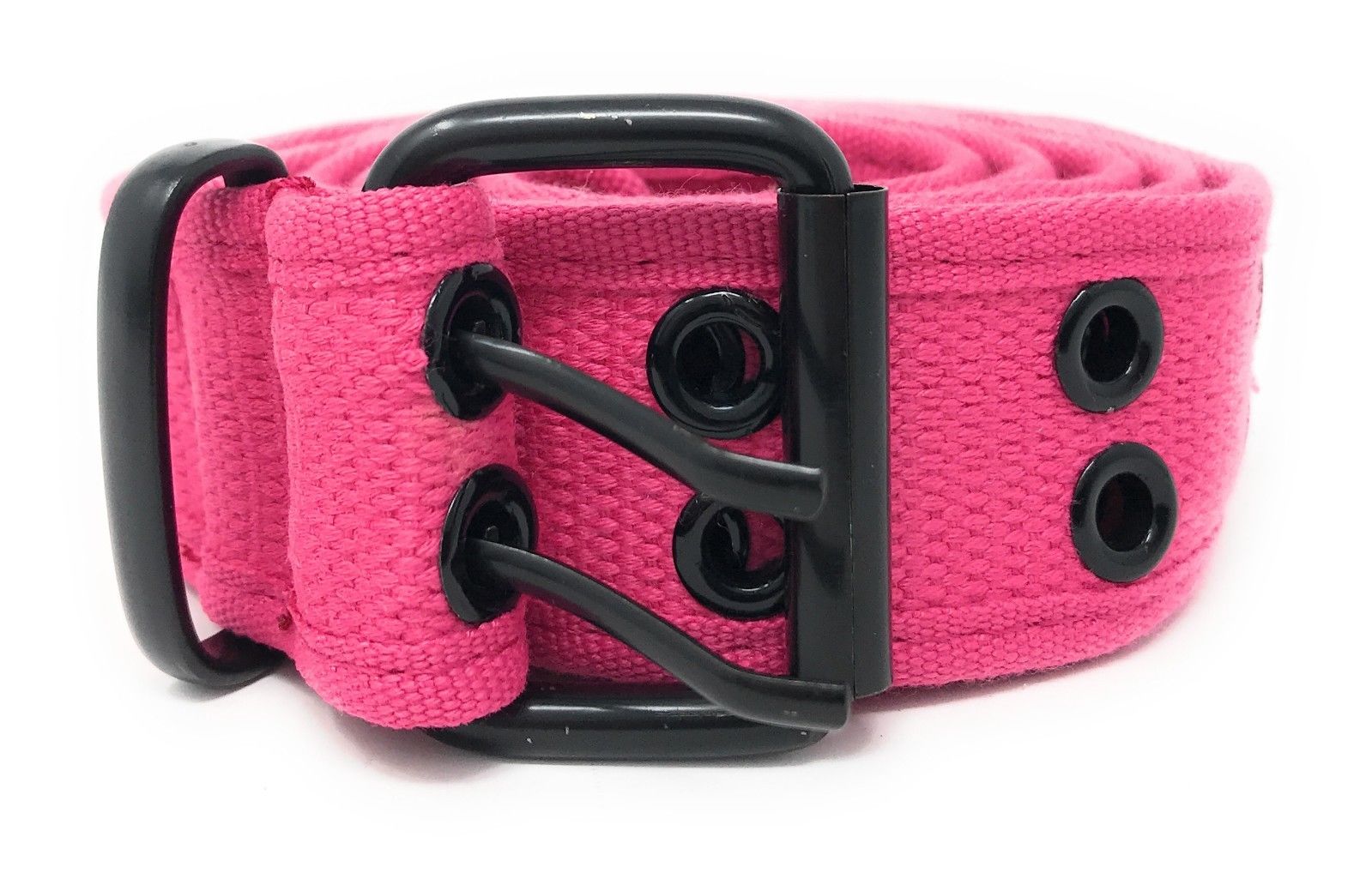 Casaba Canvas Belts Double Row 2 Holes Grommet Fabric Military Mens Women Unisex-Black-Small (30"- 32")-
