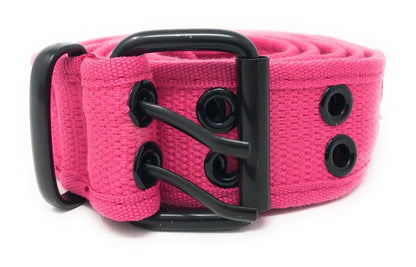 Casaba Canvas Belts Double Row 2 Holes Grommet Fabric Military Mens Women Unisex-Black-Small (30"- 32")-