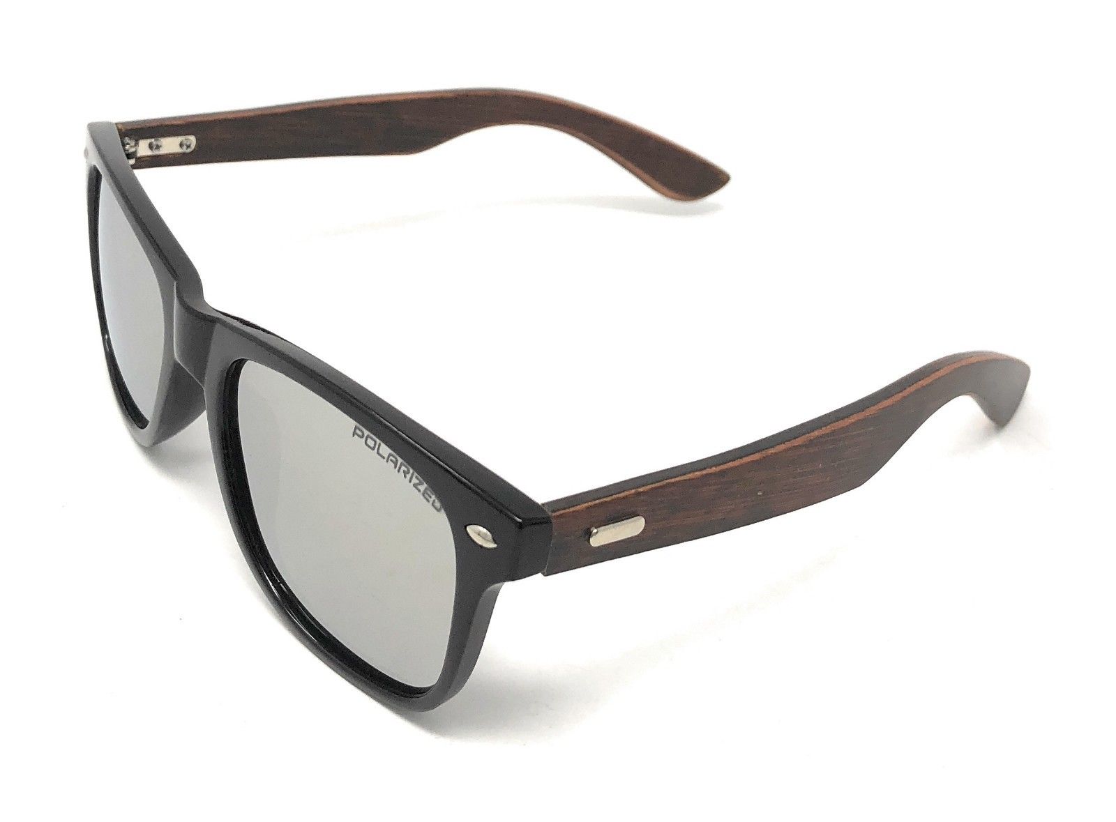 Classic Polarized Sunglasses Club Aviator Bamboo Sports Mirror Men's Women's-Black (lens) Black (frame)-