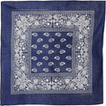 Bandanas 100% Cotton Double-Sided Printed Paisley Cloth Scarf Wrap Face Mask Cover-Navy-
