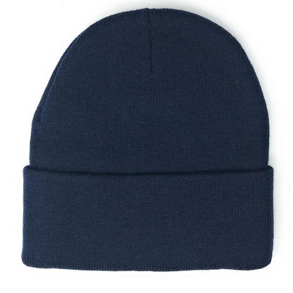 Warm Winter Hat Beanies Long Cuffed Short Uncuffed Solid Colors Camouflage Camo-Black- Uncuffed-