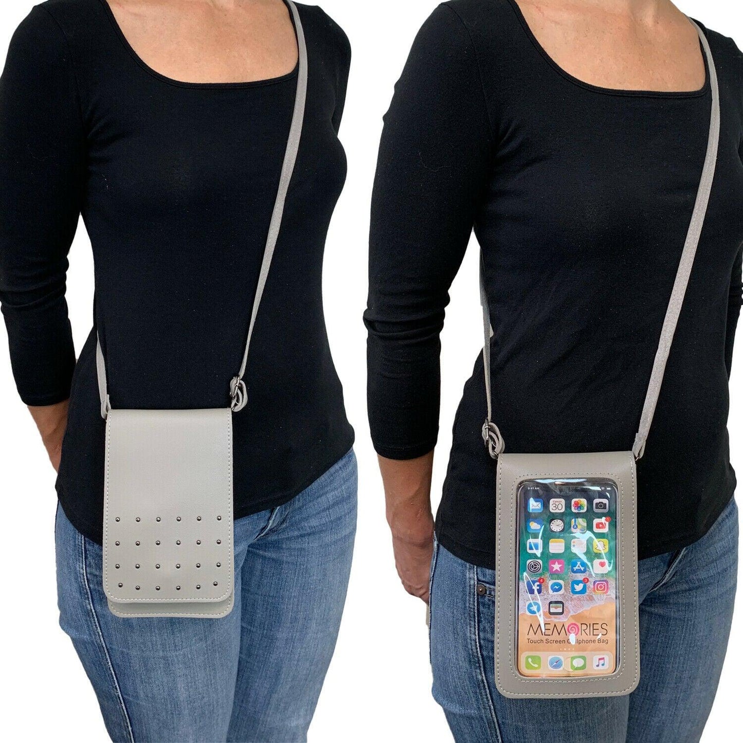 Empire Cove Womens Crossbody Bag with Clear Touchscreen Window Wallet Pouch Case-Black-