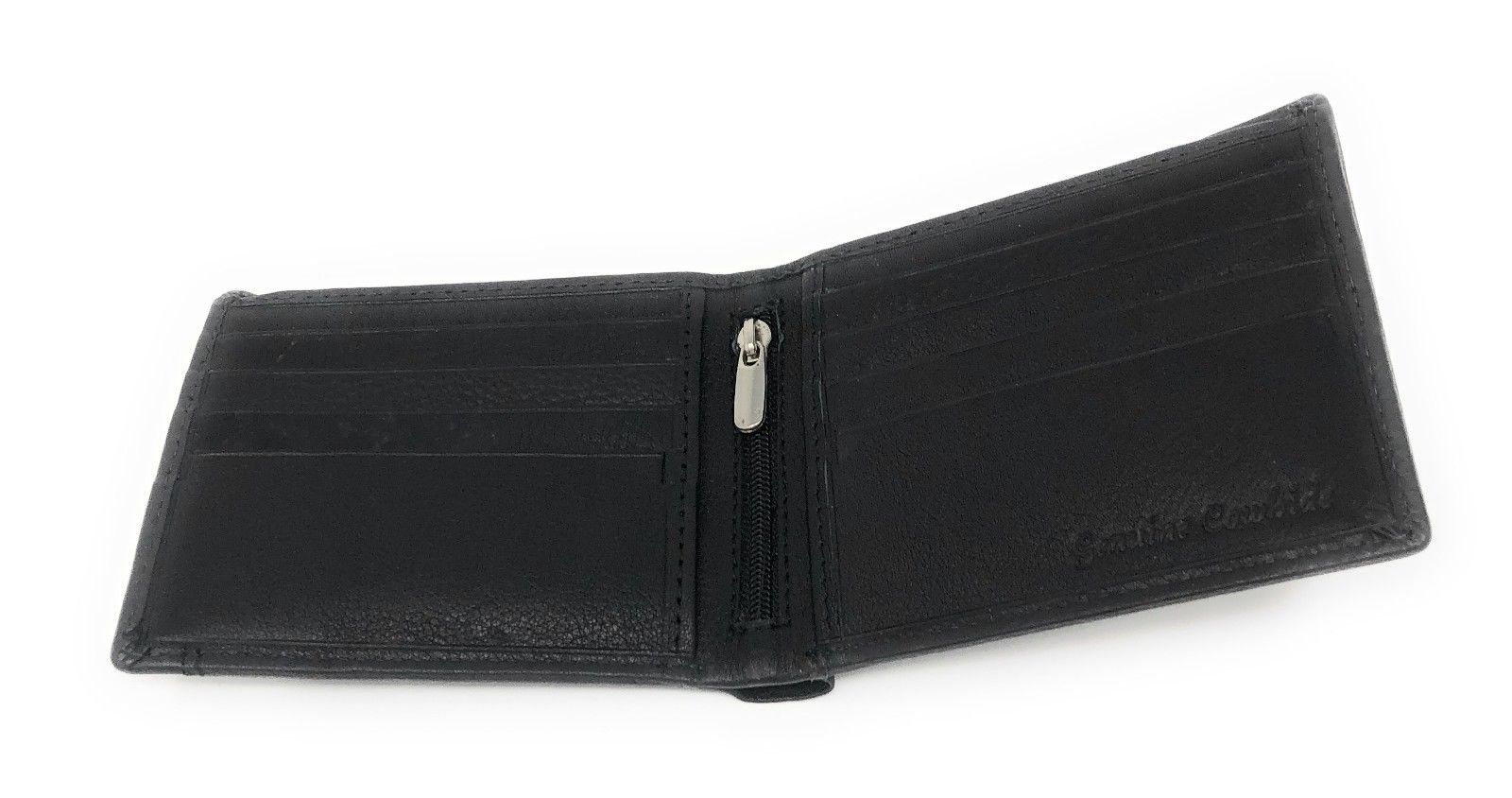 Casaba Genuine Leather Bifold Wallets Cash Slots ID Coin Key Pocket Mens Womens-Black (Double ID)-