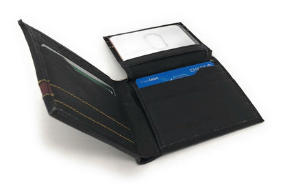 Casaba Genuine Leather Bifold Wallets Cash Slots ID Coin Key Pocket Mens Womens-Black (Double ID)-