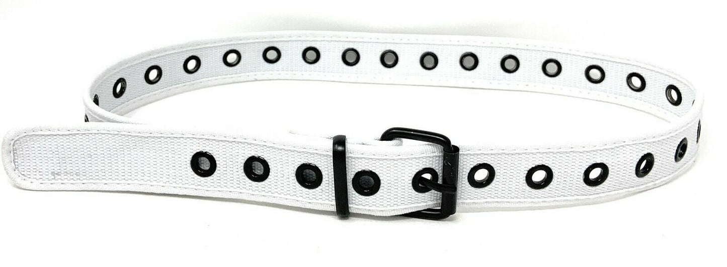 Casaba Canvas Belts Stylish 1 Hole Grommet Fabric Military Mens Women Unisex-Black-Small (30"- 32")-