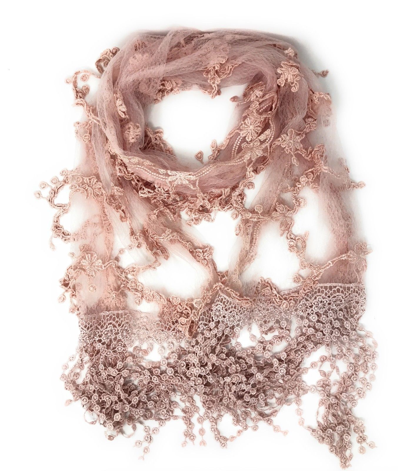 Casaba Womens Formal Lace Crochet Scarves Scarf Shawl Church Bridal Fringe Sheer-Black-