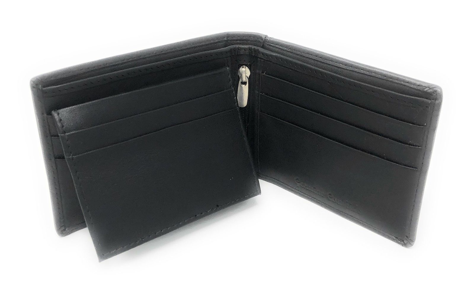 Casaba Genuine Leather Bifold Wallets Cash Slots ID Coin Key Pocket Mens Womens-Black (Double ID)-