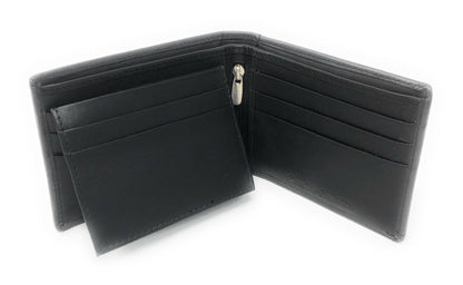 Casaba Genuine Leather Bifold Wallets Cash Slots ID Coin Key Pocket Mens Womens-Black (Double ID)-