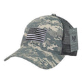 Rapid Dominance USA American Flag Text Ripstop 6 Panel Trucker Dad Caps Hats-USA2- ACU-