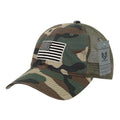 Rapid Dominance USA American Flag Text Ripstop 6 Panel Trucker Dad Caps Hats-USA2-Woodland-