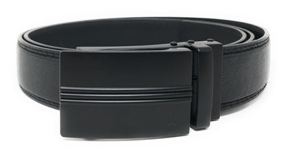 Leather Mens Ratchet Belt Sliding Adjustable Automatic Buckle Cut to Size-Black Diamond-