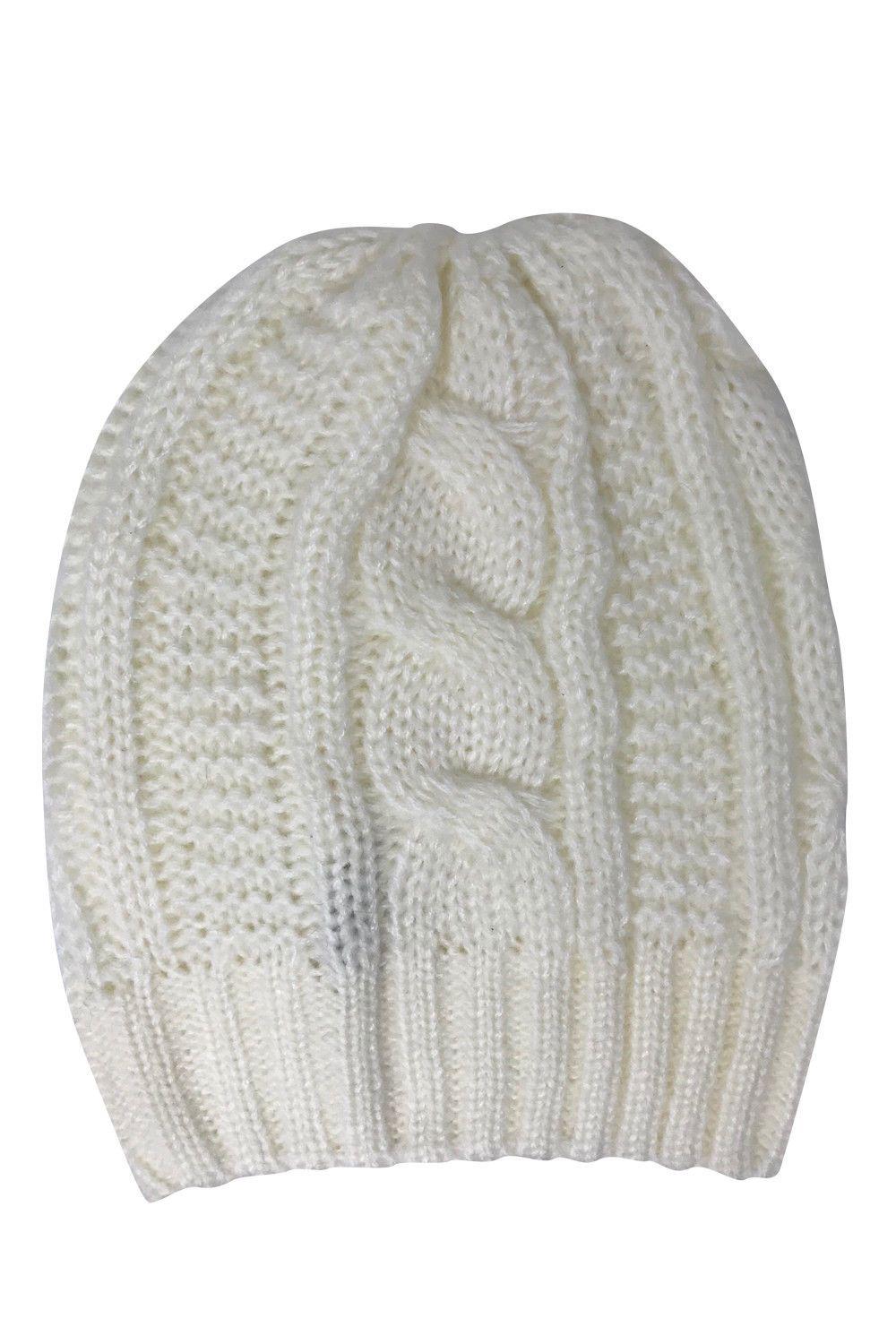 Casaba Warm Beanies Cable Knit Braided Slouch Long Hats Caps for Men Women-Black-