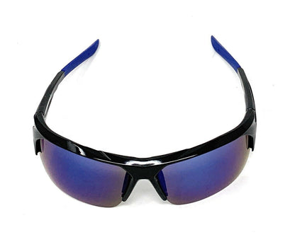 Polarized Half Frame Sunglasses Sports Warrior Style Driving Motorcycle Fishing-Mirror / Blue (frame)-