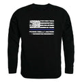 RAPDOM Tactical USA Flag Thin Blue Line Crewneck Fleece Sweatshirts-Small-Black-