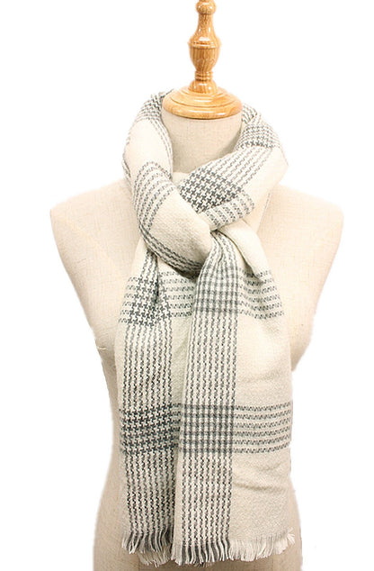 Casaba Womens Warm Winter Scarves Scarf Wraps Shawls Blankets Triangle Plaid-Black-White Stripes-