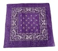 1 Dozen Paisley Printed Bandanas 100% Cotton Cloth Scarf Wrap Washable-Purple-
