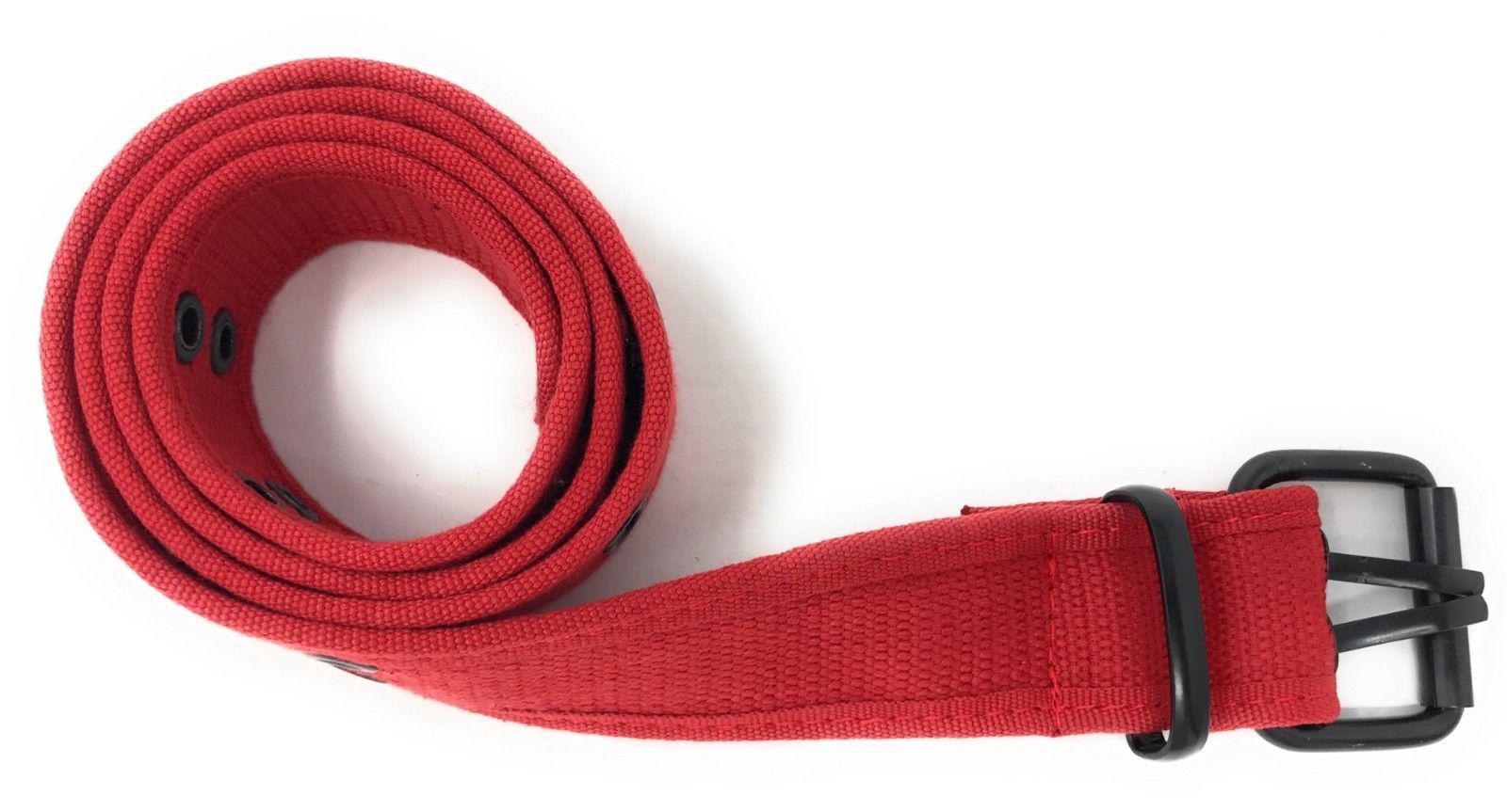 Casaba Canvas Belts Double Row 2 Holes Grommet Fabric Military Mens Women Unisex-Black-Small (30"- 32")-